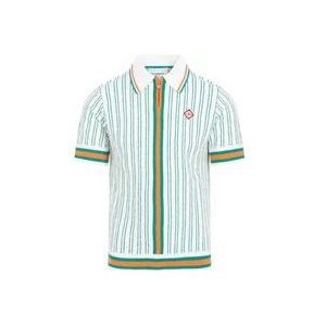 Casablanca Groen Gestreept Poloshirt , Multicolor , Heren , Maat: L