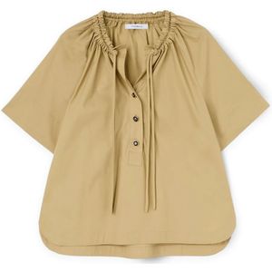Motivi, Dames, Blouses & Shirts, Beige, Maat: XS Katoen,