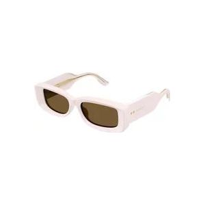 Gucci Stijlvolle dames rechthoekige zonnebril , White , Dames , Maat: 53 MM