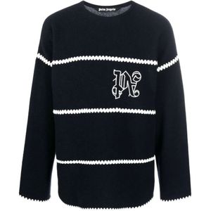 Palm Angels, Heren, Truien, Blauw, Maat: S Wol,