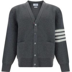 Thom Browne, Heren, Truien, Grijs, Maat: L Katoen,