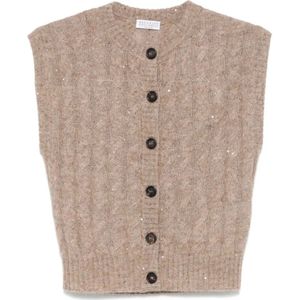 Brunello Cucinelli, Dames, Truien, Bruin, Maat: L