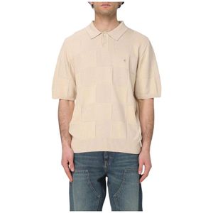 Carhartt Wip - Gebreide Polo Shirt - Beige - 100% Katoen - Geribbelde Boorden