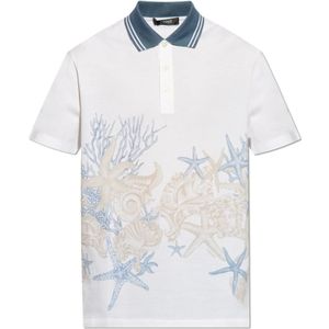 Versace Polo met logo , White , Heren , Maat: L