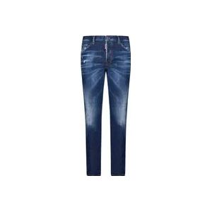 Dsquared2 Blauwe Skinny Jeans met Vervaagd Effect , Blue , Heren , Maat: 2XL