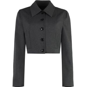 Pinko, Dames, Jassen, Grijs, Maat: S Leer,