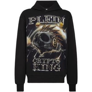 Philipp Plein, Heren, Sweatshirts & Hoodies, Zwart, Maat: L Katoen,