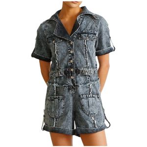 Ixiah, Dames, Jumpsuits & Playsuits, Blauw, Maat: S Denim,