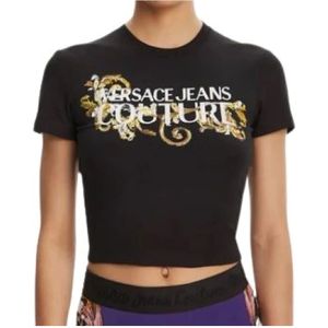 Versace Jeans Couture, Dames, Tops, Zwart, Maat: L Katoen,