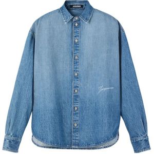 Jacquemus, Heren, Overhemden, Blauw, Maat: S Denim,