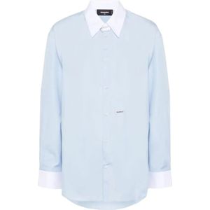 Dsquared2, Dames, Blouses & Shirts, Blauw, Maat: XS Katoen,