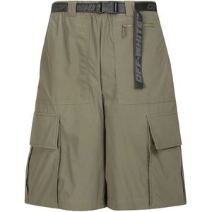 Off White, Heren, Korte broeken, Groen, Maat: XS Polyamide,