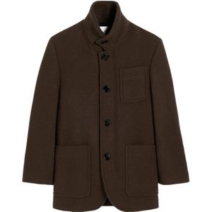 Ami Paris - Hoge Hals Jas - Bruin - Wol - Heren