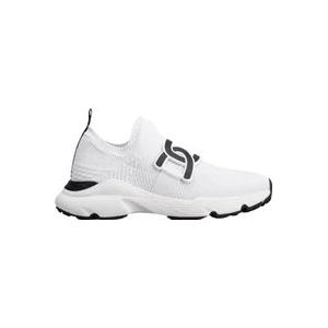 Tod's Gebreide Sneakers met Dikke Rubberen Zool , White , Dames , Maat: 40 EU