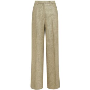 Kiton, Dames, Broeken, Beige, Maat: M Lame,