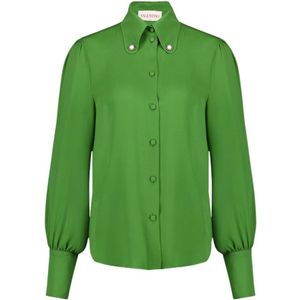 Valentino Garavani, Dames, Blouses & Shirts, Groen, Maat: M Zijde,