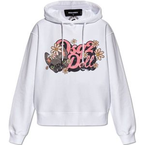 Dsquared2, Dames, Sweatshirts & Hoodies, Wit, Maat: S Katoen,