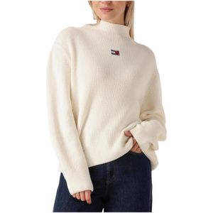 Tommy Hilfiger - Moderne Badge Trui - Wit - Dames - Katoen
