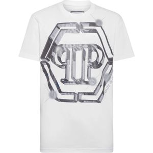 Philipp Plein, Heren, Tops, Wit, Maat: S Katoen,