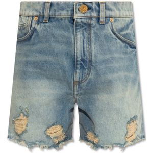 Balmain Versleten denim shorts , Blue , Dames , Maat: XS