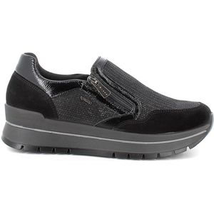 Igi&Co - Zwarte Slip-On Rits Sneakers - Dames - Leer