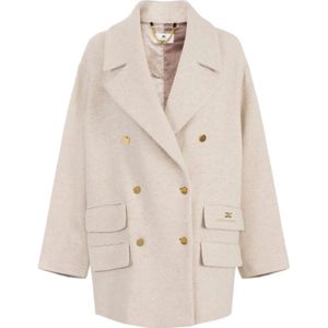 Elisabetta Franchi, Dames, Mantels, Beige, Maat: S Wol,
