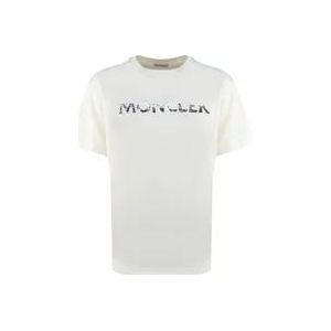 Moncler Witte Katoenen T-shirts en Polos , White , Dames , Maat: S