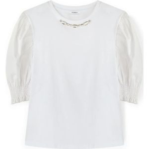 Motivi, Dames, Blouses & Shirts, Wit, Maat: S Katoen,