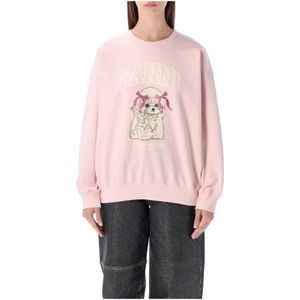 Ganni, Dames, Sweatshirts & Hoodies, Roze, Maat: M Katoen,