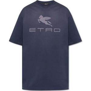 Etro, Heren, Tops, Blauw, Maat: L Katoen,