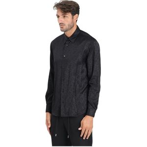 Versace Jeans Couture, Heren, Overhemden, Zwart, Maat: M Taf,