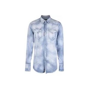 Dsquared2 Denim Overhemd voor Elk Seizoen , Blue , Heren , Maat: M