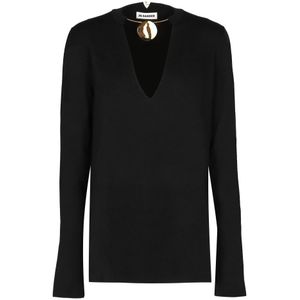 Jil Sander, Dames, Truien, Zwart, Maat: M Wol,