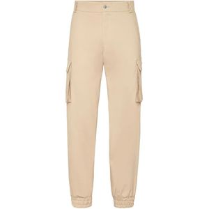Philipp Plein, Heren, Broeken, Beige, Maat: M Katoen,