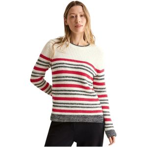 Cecil - Gestreepte Mouline Pullover - Raw Zand Beige - Dames