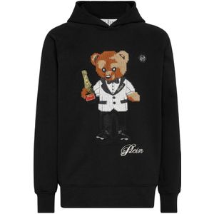 Philipp Plein, Heren, Sweatshirts & Hoodies, Zwart, Maat: M Katoen,