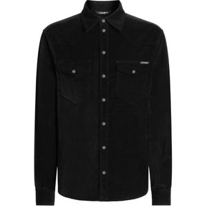 Dolce & Gabbana, Heren, Overhemden, Zwart, Maat: 2XL