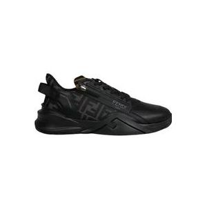 Fendi Leren en FF-stof sneakers , Black , Heren , Maat: 39 EU