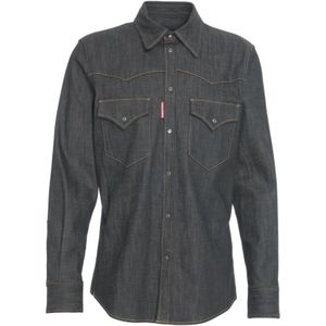 Dsquared2, Heren, Overhemden, Zwart, Maat: L Denim,