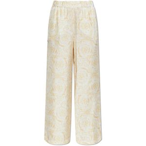 Versace, Dames, Broeken, Beige, Maat: S Zijde,