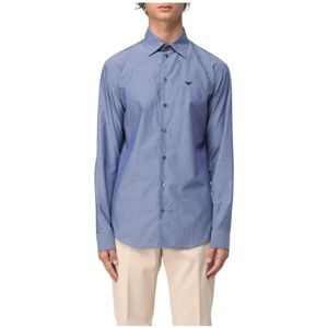 Emporio Armani, Heren, Overhemden, Blauw, Maat: M Denim,