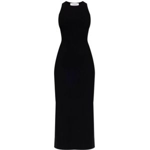 Sportmax, Dames, Jurken, Zwart, Maat: M Leer,