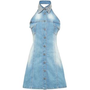 Philipp Plein, Dames, Jurken, Blauw, Maat: S Denim,