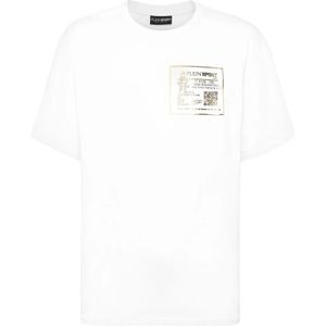 Plein Sport, Heren, Tops, Wit, Maat: XS Katoen,
