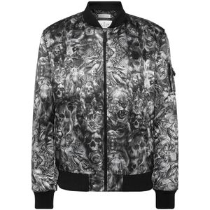 Philipp Plein, Heren, Jassen, Zwart, Maat: XS Nylon,