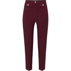 Elisabetta Franchi - Anklebroek - Rood - Dubbel Stretch Crepe