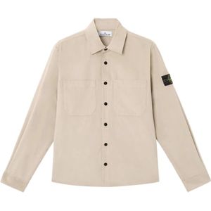 Stone Island, Heren, Jassen, Beige, Maat: L Katoen,