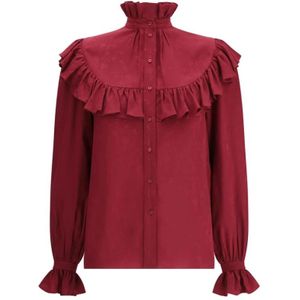 Saint Laurent, Dames, Blouses & Shirts, Rood, Maat: S Zijde,