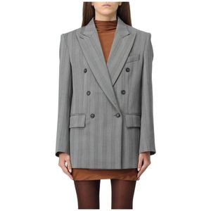 Sportmax, Dames, Jassen, Grijs, Maat: XS Wol,