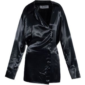 The Attico, Dames, Jurken, Zwart, Maat: 3XS Leer,